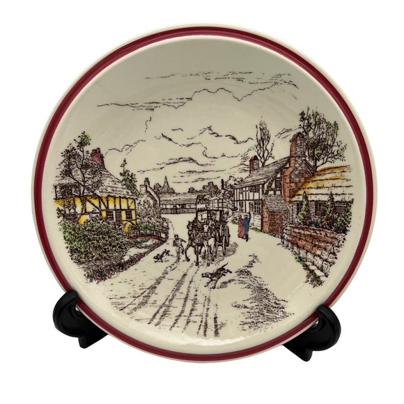 Vernon Kilns Bits of Old England Collectible Plate Number 3 Village Scene 8.25" - Picture 1 of 6